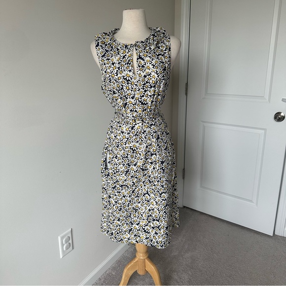 Anne Klein Floral Daisy Sleeveless Dress - Navy and White - Picture 1 of 10